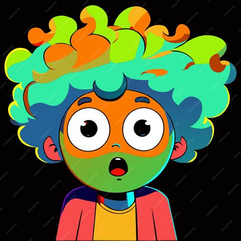 Un encantador niño de dibujos animados de cabello rizado con una mezcla