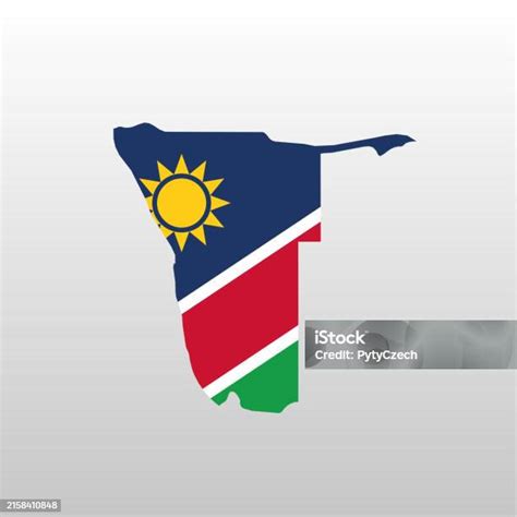 Namibia National Flag In Country Map Silhouette Stock Illustration