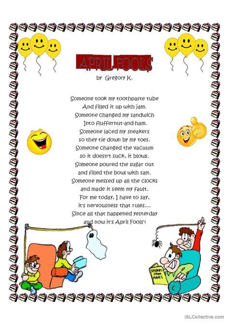 April Fools English ESL Worksheets Pdf Doc