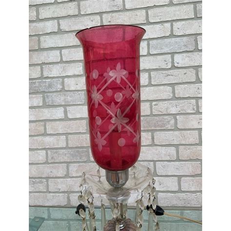 Antique Victorian Style Cranberry Glass Table Lamps A Pair Chairish