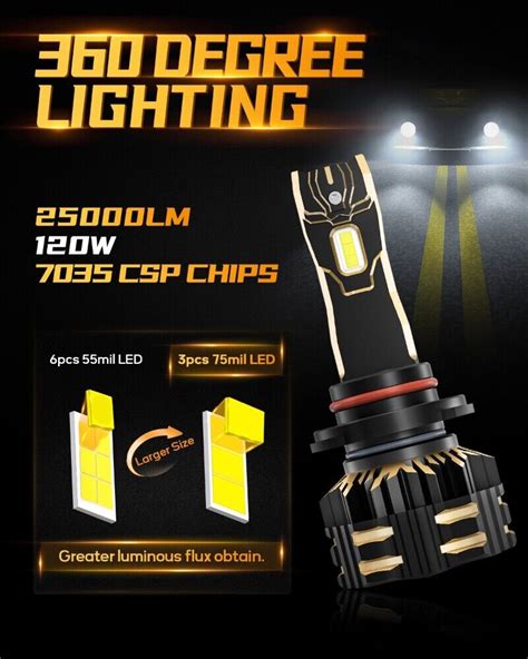 AUXBEAM 9005 9006 LED Headlight Bulbs Kit High Low Beam 240W Bright