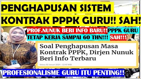 Penghapusan Sistem Kontrak Pppk Guru Prof Nunuk Beri Info Terbaru