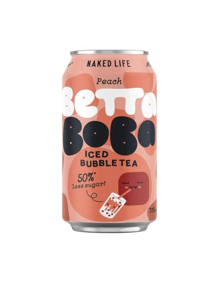 Naked Life Betta Boba Iced Bubble Tea Peach 315ml X 12