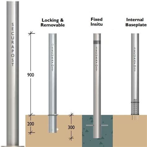 Securapost Slimline Stainless Steel 150nb Baseplate Bollards