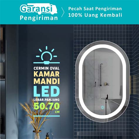 Jual Cermin Rias LED Oval 50x70 Dekorasi Kamar Mandi Bathroom And