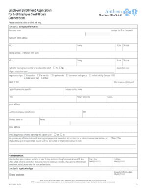 Fillable Online Employer Enrollment Application For Employee Small