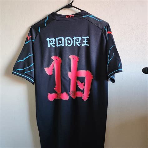 Manchester City Third Rodri #16 Japan Tour nameset... - Depop