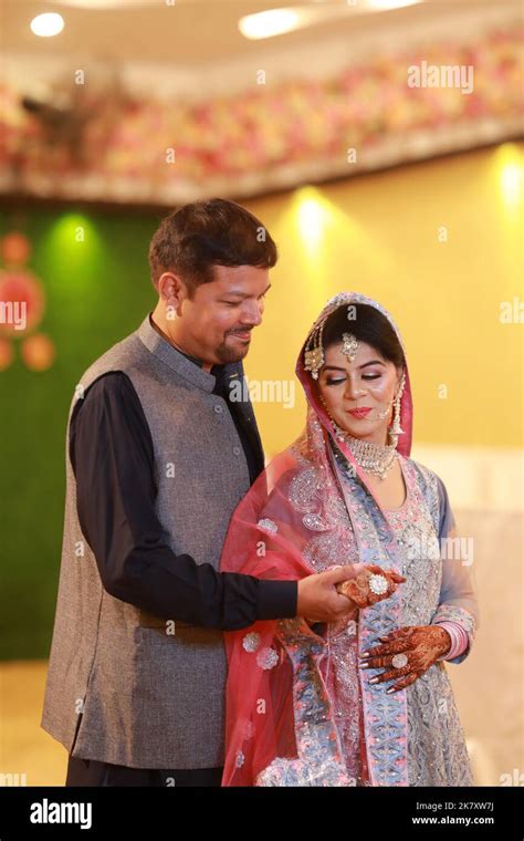 Bride At Pakistani Wedding Traditional Nikah Ceremony In Karachi Stock