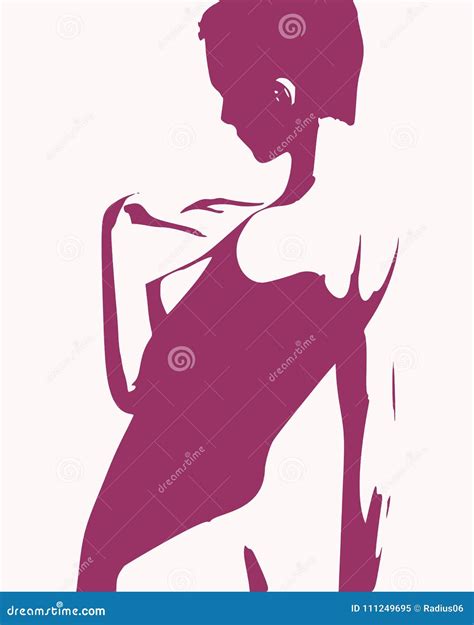 Naked Woman Covering Her Breast Hand Stock Illustrations Naked