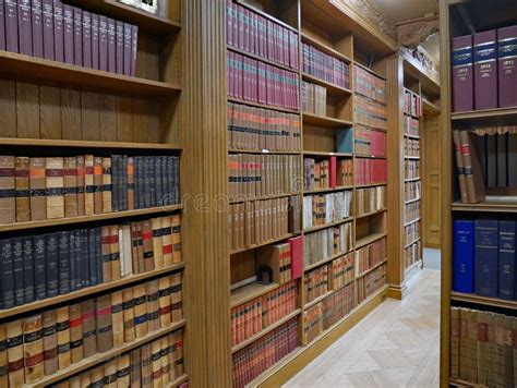 Law Library With Wooden Shelves Editorial Image Image Of Bound