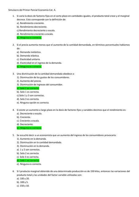 Modelo de Examen del Primer Parcial Economía Cat A UNC