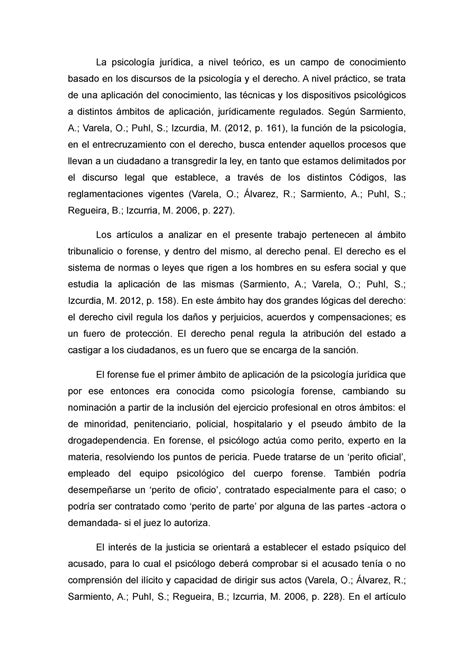 Primer parcial Juridica La psicología jurídica a nivel teórico es