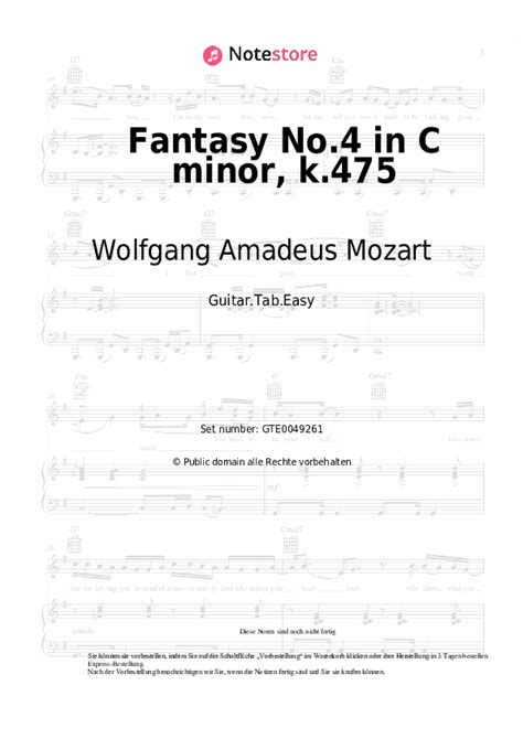 Wolfgang Amadeus Mozart Fantasy No 4 In C Minor K 475 Akkorde