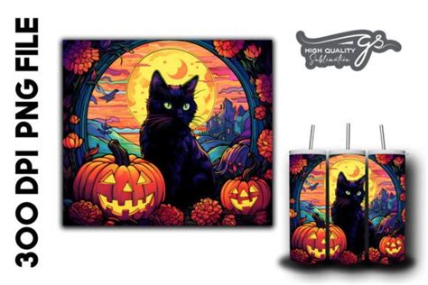 Halloween Black Cat Stained Glass Bundle Bundle Creative Fabrica