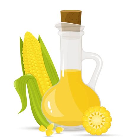 Premium Vector Corn Oil In A Glass Bottle Isolated On A White