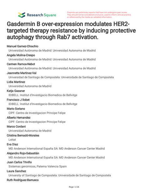 Pdf Gasdermin B Over Expression Modulates Her Targeted Therapy