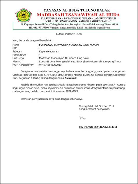 Contoh Surat Pernyataan Kelalaian Bahasa Inggris Surat Permohonan