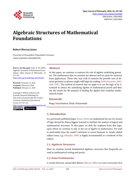 PDF Algebraic Structures Of Mathematical Foundations