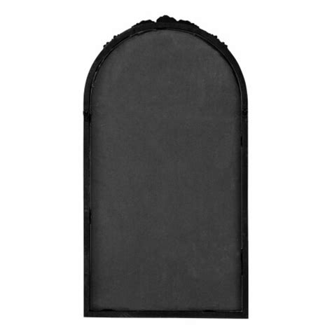 Eel Inch Wall Mirror Black Arched Wood Frame Hand Carved Rose