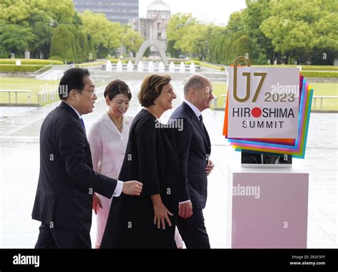 Hiroshima Japan 19th May 2023 German Chancellor Olaf Scholz R And