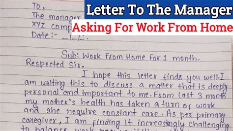 Write Letter To Manager Requesting For Work From Home Application For