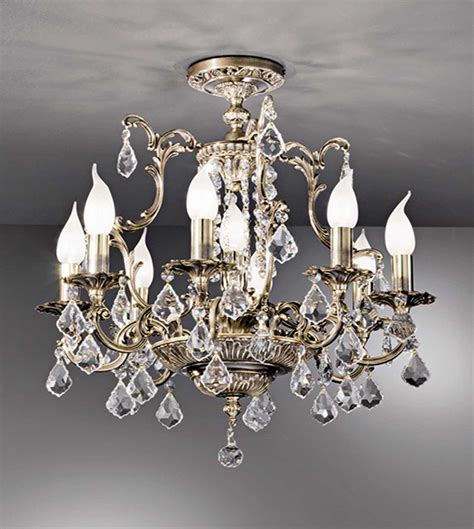 Chandelier In Ottone E Cristalli A Luci Barocco Nervilamp