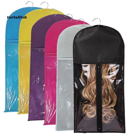 Turt Hair Extension Storage Bag Non Woven Fabric Wig Holder Transparent