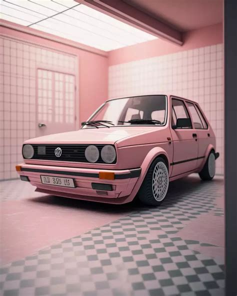 Pink Volkswagen Golf Mk2 Stable Diffusion Prompt