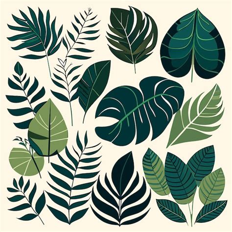 Premium Vector Flat Rainforest Leaf Illustrations Vector Design Set