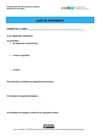 Ficha de análisis Qué he aprendido REA Juegos de azar PDF