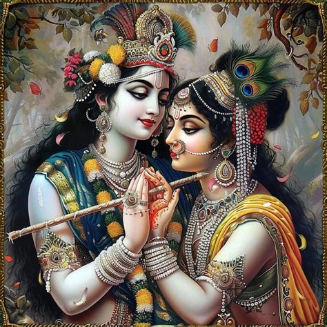 Hindu Gods Krishna And Radha Premium Ai Generated Image