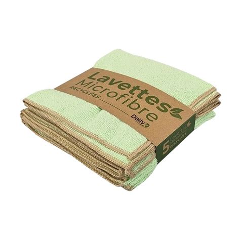 Lavettes microfibres recyclées 38X38cm Dailyk Green Lot de 5