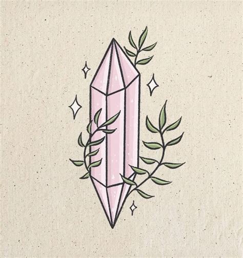 Pink Diamond Drawing With Leaf Border