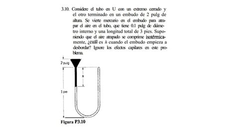 Ley De Boyle Mariotte Mecánica De Fluidos Ejercicio 310 Irving H Shames Tercera Edición