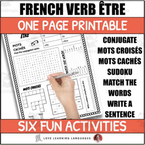 French Verb Tre Worksheet Activities One Page Printable