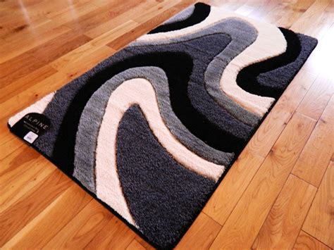 New Large Black Silver Bathroom Rug Shaggy Non Slip Mat Washable Rugs ...