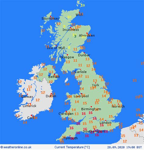 Temperature Map United Kingdom Current Weather