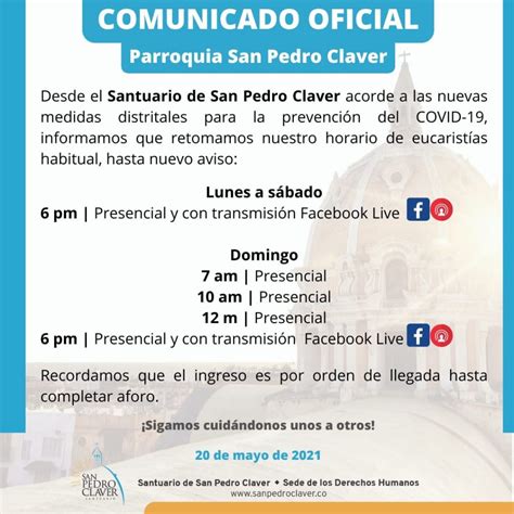 Atenci N Volvemos A Nuestro Horario Habitual De Eucarist As En La