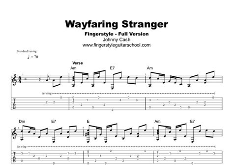 Wayfaring Stranger Fingerstyle Guitar Tab Fingerstyle School