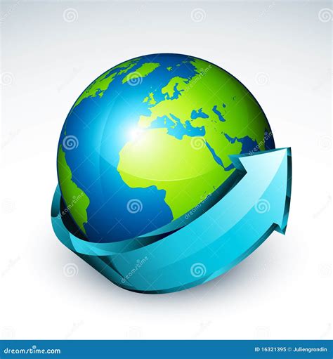 Arrow Around Globe Of World Stock Vector Illustration Of Rotating