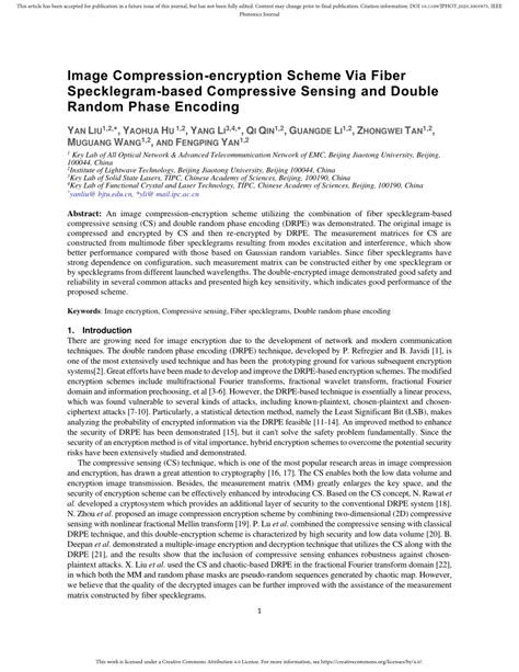 PDF Image Compression Encryption Scheme Via Fiber Specklegram Based