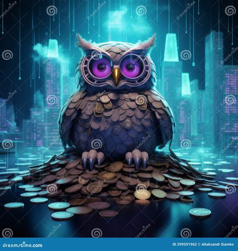 A Owl Sitting On A Pile Of Coins Stock Illustration Illustration Of Management Economic