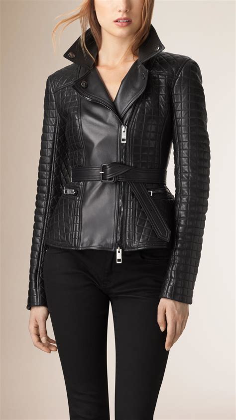 Burberry Peplum Biker Jacket In Black Lyst