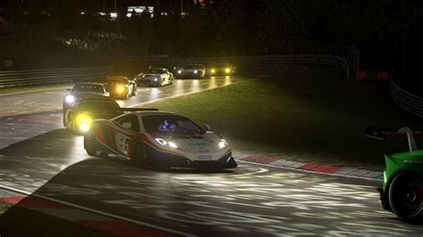 A Novice Driver S First Race At Nurburgring Nordschleife At Night Mclaren Mp4 Gt3 Assetto