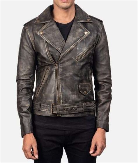 Mens Distressed Brown Leather Jacket Distressed Biker Jacket