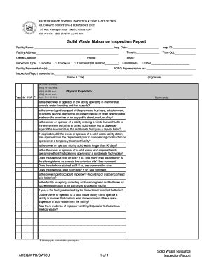 Fillable Online Solid Waste Nuisance Inspection Report Fax Email Print