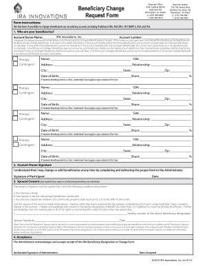 Fillable Online Beneficiary Change Request Form Fax Email Print Pdffiller