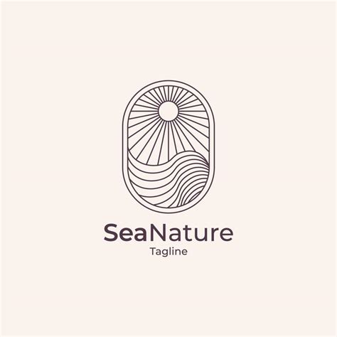 Ocean Sun line outline Logo Design, sea line outline logo 8979015 ...