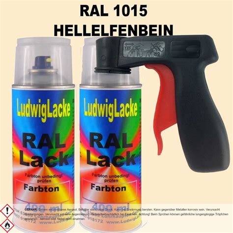 Hellelfenbein RAL 1015 glänzend 2 x 400ml Spraydosen Autolack mit