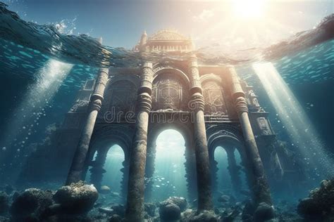 Fantasy city underwater stock illustration. Illustration of underground ...